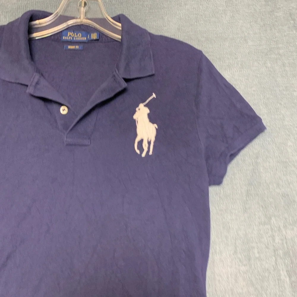 Polo Ralph Lauren Shirt Mens Small Blue Hi Lo Hem Performance Golf Skinny Fit